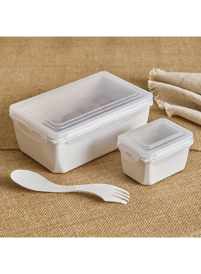 Home Box Rice Husk 3-Piece Lunch Box Set 1100 ml