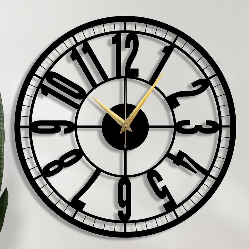 Reyox Material Metal Wall Clock Big Size Wall Clock Modern Clocks for Living Room Stylish Wall Clocks for Home Antique Big Size Modern Wall Watch for Home DecorBlack40 cm DA79