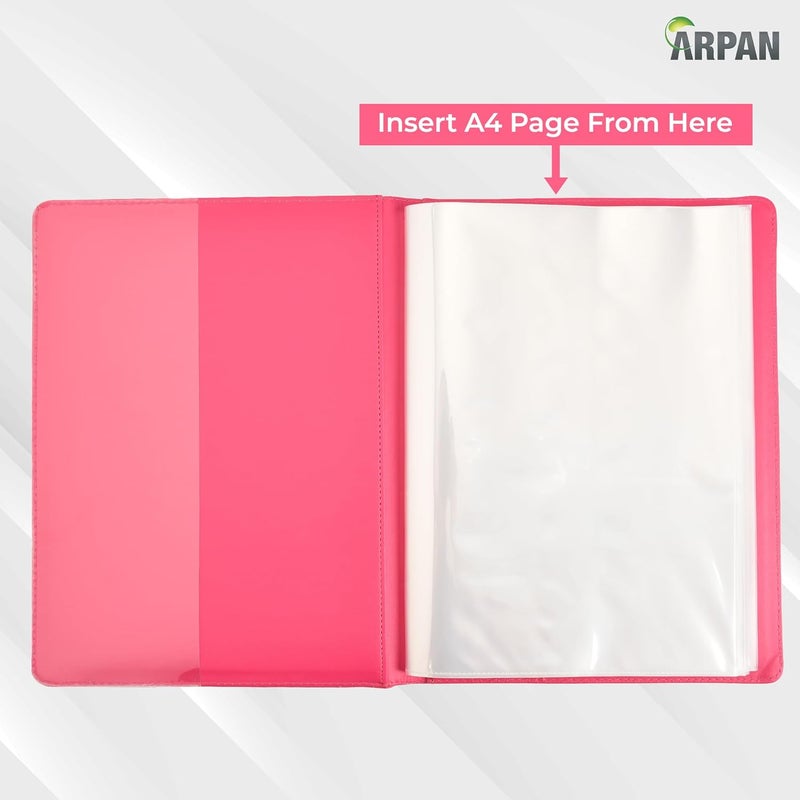 Arpan Pink A4 Professional Display Presentation Book 24 Pocket (48 - Side) Portfolio Folder for School, College, Professionals, Business, Individuals (Hot Pink) - Image 3