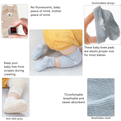 ISANPAN Unisex Baby Crawling Anti-Slip Knee Pads and Socks,Save Baby Knee and Ankle (Color A, 6-12 Months) - Image 4