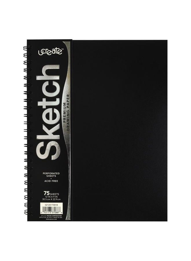 UCreate Poly Cover Sketch Book, Heavyweight, Unruled 12" x 9", 75 Sheets - Image 1