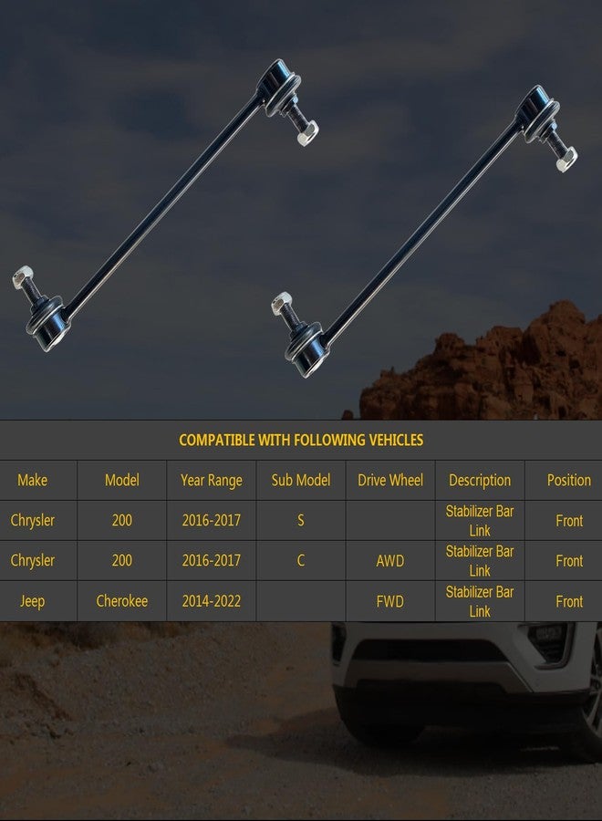 HHCM 2pc Front Sway Bar Link Kit K750704 for Jeep Cherokee 2014-2022 FWD, Suspension Stabilizer Bar End Links for Chrysler 200 2016-2017 S Sub Model & 2016-2017 C Sub Model AWD - Image 2