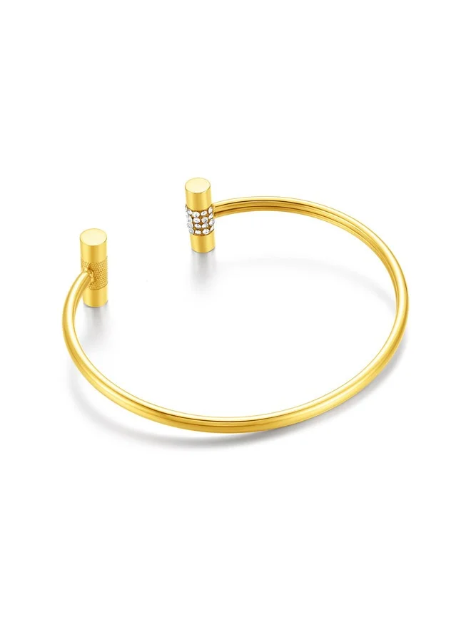POLICE Tube Gold Plated Ladies Bangle With Crystals 60x50MMPEJLG0004001