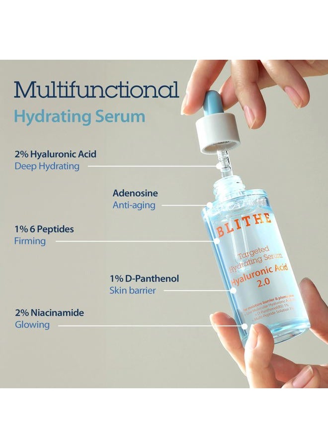 Blithe Targeted Hydrating Serum – Korean Hyaluronic Acid for Face with Peptides & Panthenol, Deep Hydration – Pure Hyaluronic Acid 2% – 1.7 fl oz - Image 5