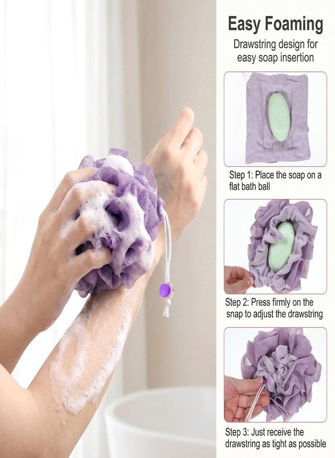 Tweruna 3 PCS Soap Bar Loofah, 2-in-1 Soap Loofah Pouch, Exfoliating & Reusable Washcloth Loofa for Body Wash (Beige, Green, Purple - Image 3