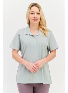 Greg Norman Women Sportswear Fit Short Sleeve Outdoor Polo Shirt, Slate Green  - Image 1