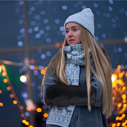 Wed2BB Faux Fur Hand Muffs Women Warm Faux Fur Muffs Black - Image 3