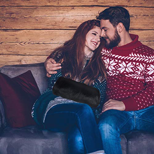 Wed2BB Faux Fur Hand Muffs Women Warm Faux Fur Muffs Black - Image 2