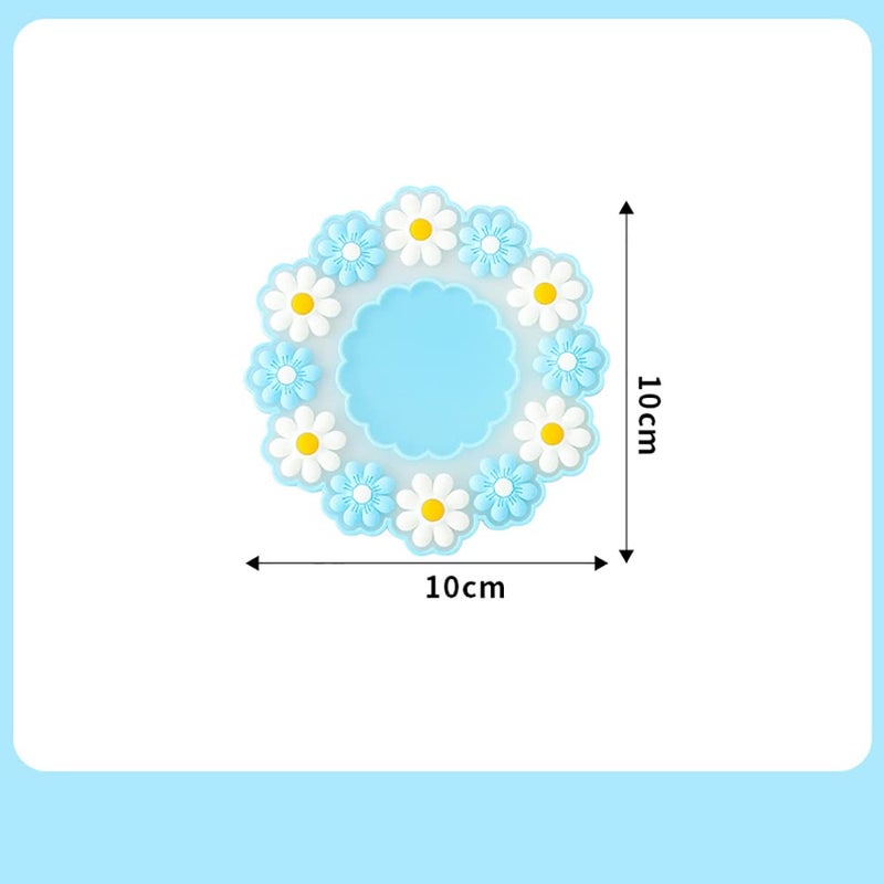 P Plus Fire Daisy Flower Shape Heat Resistant Trivets Pot Holder Mats Cup Potholders (Blue, Set of 4, Small Size) - Image 2
