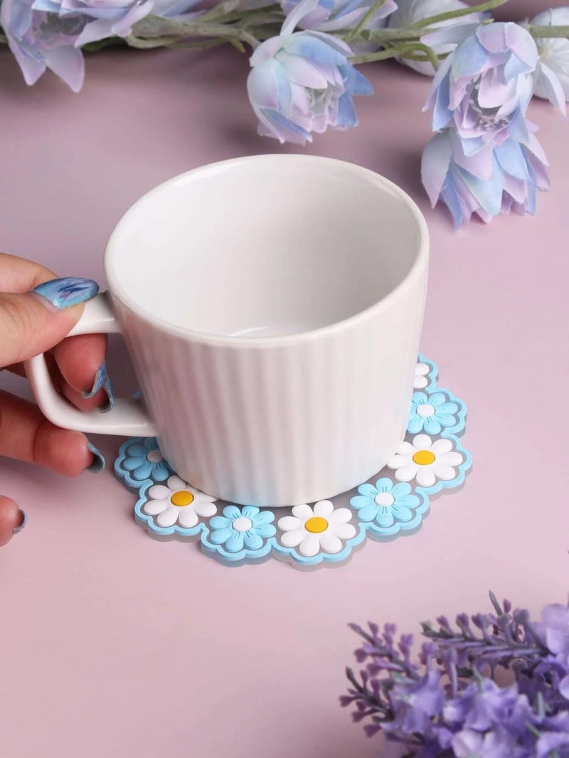 P Plus Fire Daisy Flower Shape Heat Resistant Trivets Pot Holder Mats Cup Potholders (Blue, Set of 4, Small Size) - Image 4