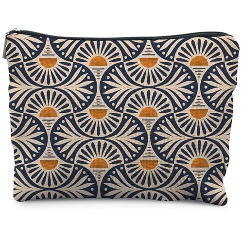 RYYCDOI Boho Makeup Bag Gifts for Women Sunset Leaf Aesthetic Makeup Pouch - Image 1