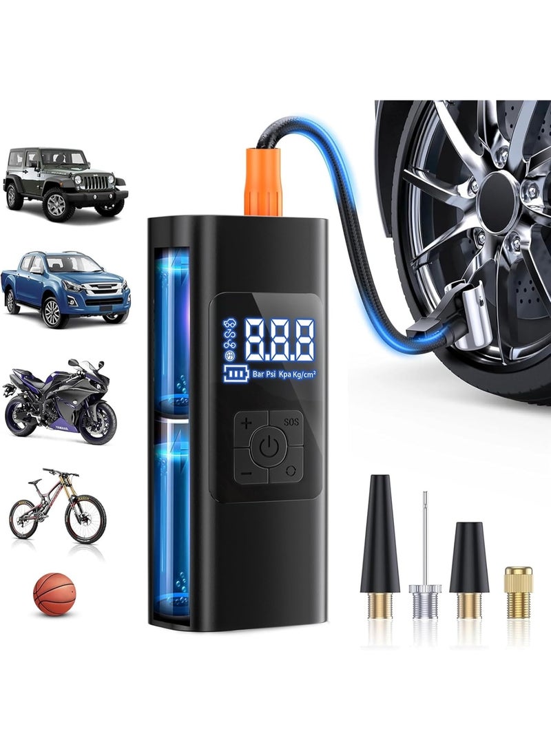 Tire Inflator Portable Air Compressor - Air Pump for Car Tires with Tire Pressure Gauge (150 PSI) - One Click Smart Pump Tire Inflator for Car, Motorcycle, Bicycle and More  T-409-B - Image 1