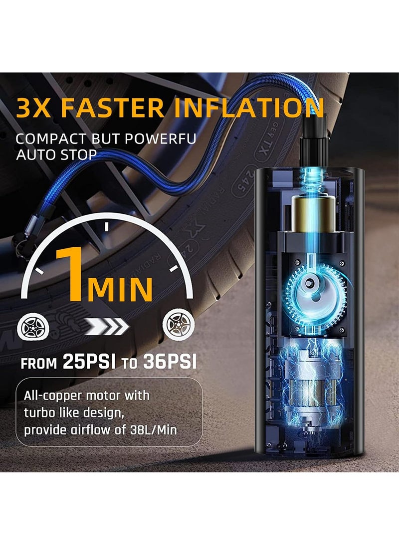 Tire Inflator Portable Air Compressor - Air Pump for Car Tires with Tire Pressure Gauge (150 PSI) - One Click Smart Pump Tire Inflator for Car, Motorcycle, Bicycle and More  T-409-B - Image 2