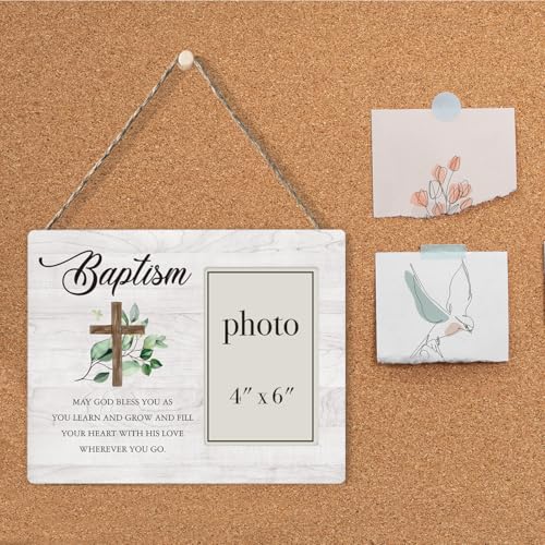 CIANMGD Baptism Picture Frame, Baptism Gifts for Boys, Christening Gifts for Girls, Catholic Baby Gift Wood Photo Frame, 4 x 6 Inch Photo - Image 4