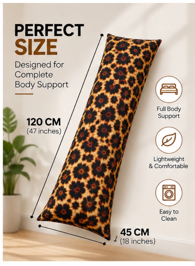 Eworld Body Pillow 120 x 45 cm, Leopard Print, Soft Fluffy Filling with Breathable Fabric, Full Body Support Long Pillow for Side Sleepers, Pregnancy and Relaxation, Made in UAE - Image 3