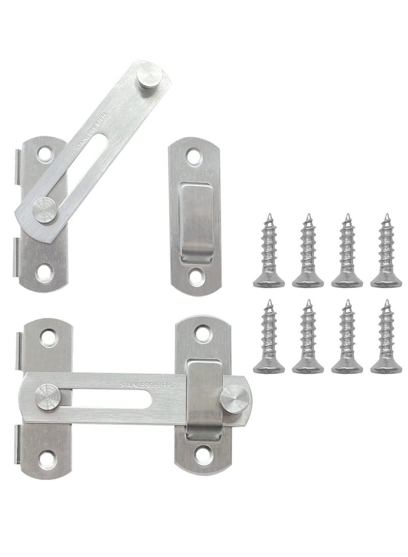 Door Lock, Stainless Steel Gate Latches, Flip Door Lock Latch, Safety Door Bolt Latch Lock Suitable for Door and Window, Barn Door Latch, Coop, Garden, Household, Bathroom(Silver)  - Image 1