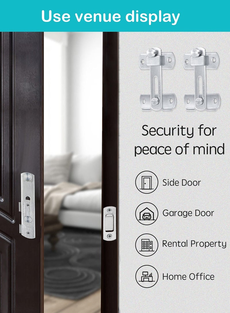 Door Lock, Stainless Steel Gate Latches, Flip Door Lock Latch, Safety Door Bolt Latch Lock Suitable for Door and Window, Barn Door Latch, Coop, Garden, Household, Bathroom(Silver)  - Image 4