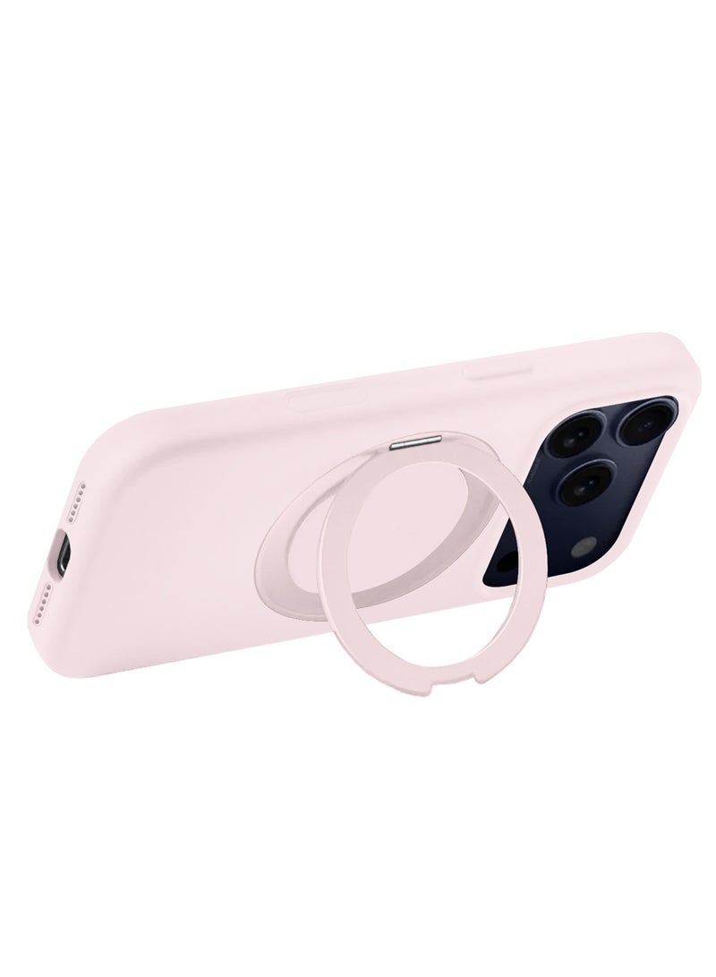 MagSafe Soft Silicone Case Cover for Apple iPhone 17 Pro Max - 360° Spin Magnetic Stand Holder - Soft Liquid Silicone Cozy Grip - Full Camera Protection, Non-Slip Phone Case - Pink - Image 3