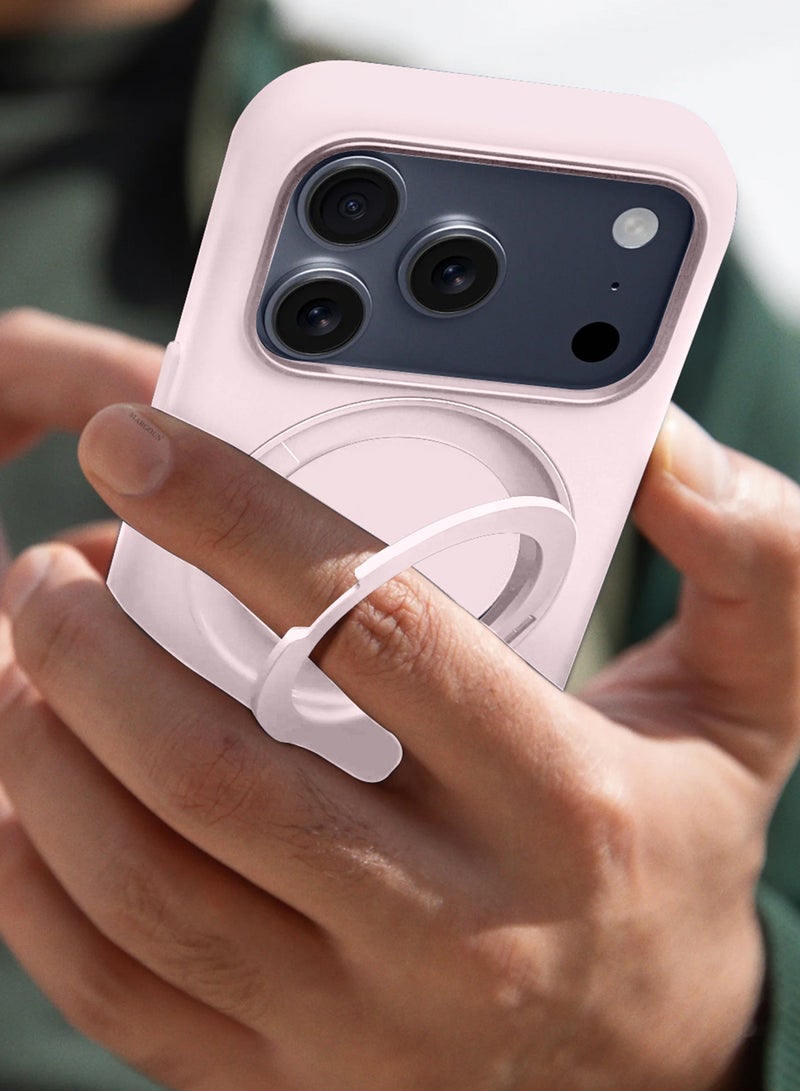MagSafe Soft Silicone Case Cover for Apple iPhone 17 Pro Max - 360° Spin Magnetic Stand Holder - Soft Liquid Silicone Cozy Grip - Full Camera Protection, Non-Slip Phone Case - Pink - Image 2