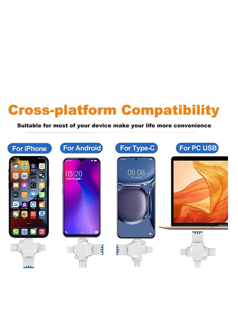 محول 4 في 1 بمنفذ USB 3.0: Type-C، Micro USB، Lightning، وقارئ بطاقات TF | موصل OTG عالي السرعة متوافق مع أجهزة iPhone وAndroid وأجهزة الكمبيوتر وماك بوك و