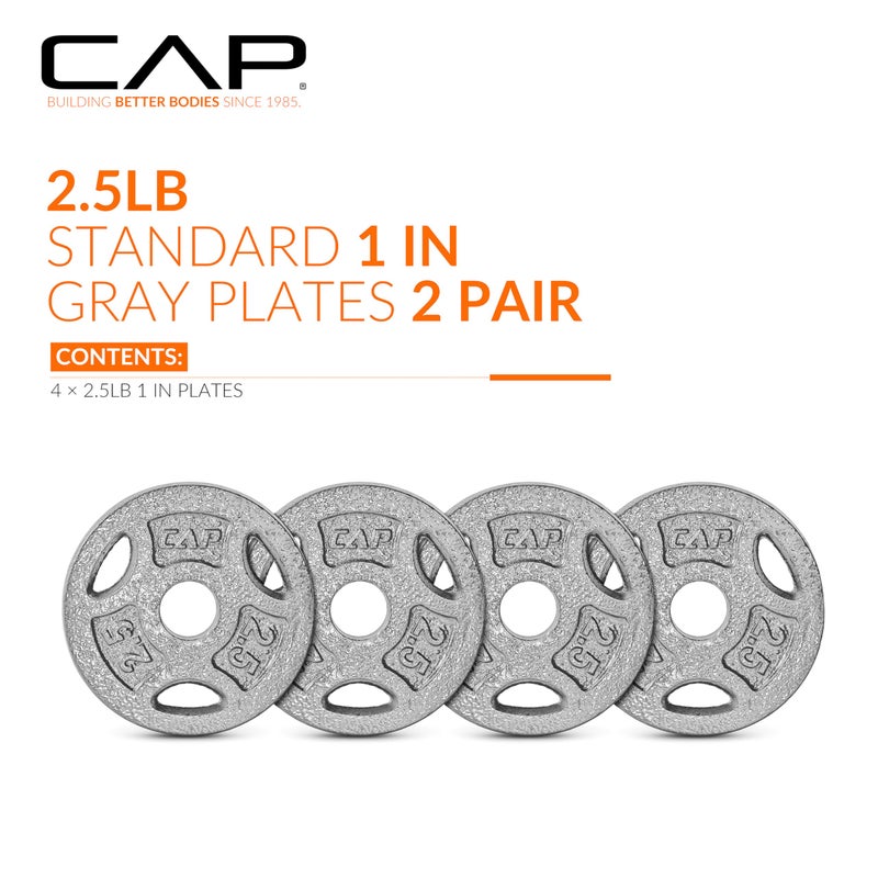 CAP Barbell Standard 1-Inch Grip Weight Plates 2.5 lbs Gray, Pack (x4) (RWPIS-002.5) - Image 2