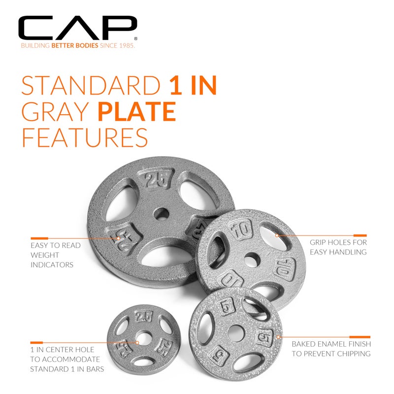CAP Barbell Standard 1-Inch Grip Weight Plates 2.5 lbs Gray, Pack (x4) (RWPIS-002.5) - Image 3