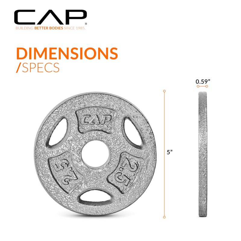 CAP Barbell Standard 1-Inch Grip Weight Plates 2.5 lbs Gray, Pack (x4) (RWPIS-002.5) - Image 4