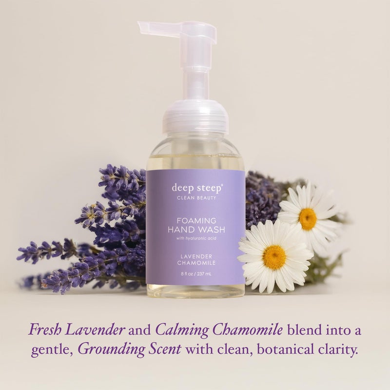 Deep Steep Foaming Hand Wash, Lavender Chamomile, 8 oz â€“ Gentle Cleanser with Aloe, Argan Oil, Shea Butter & Hyaluronic Acid â€“ Vegan, Clean Beauty, Soft & Hydrated Hands - Image 4