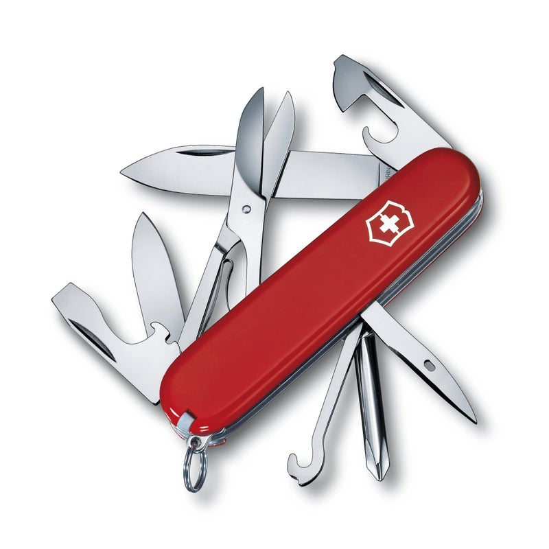 Victorinox Victorinox Super Tinker Swiss Army Knife, 14 Function Swiss Made Pocket Knife with Large Blade, 2 Screwdrivers and Multipurpose Hook - Red 