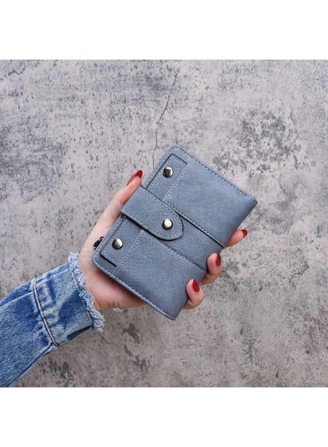 xozgdovg Fresh Style Mini Wallet Womens Short Foldable Coin Storage Simple Urban Multi-Card Slot Card Holder Compact Portable Bag 088 dark blue 