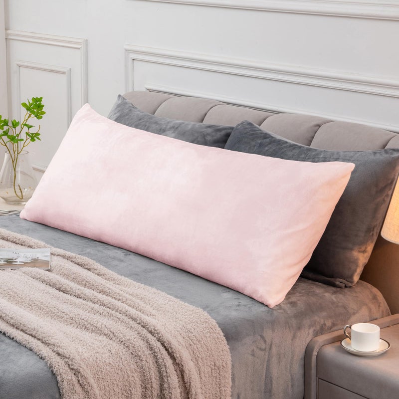 BEDELITE Body Pillow Cover with Zipper Closure Super Soft and Cozy Fuzzy Fleece Pillowcase 20 x 54 Inches Luxury Fluffy Plush Long Body Pillow Pillowcase for All SeasonsPink