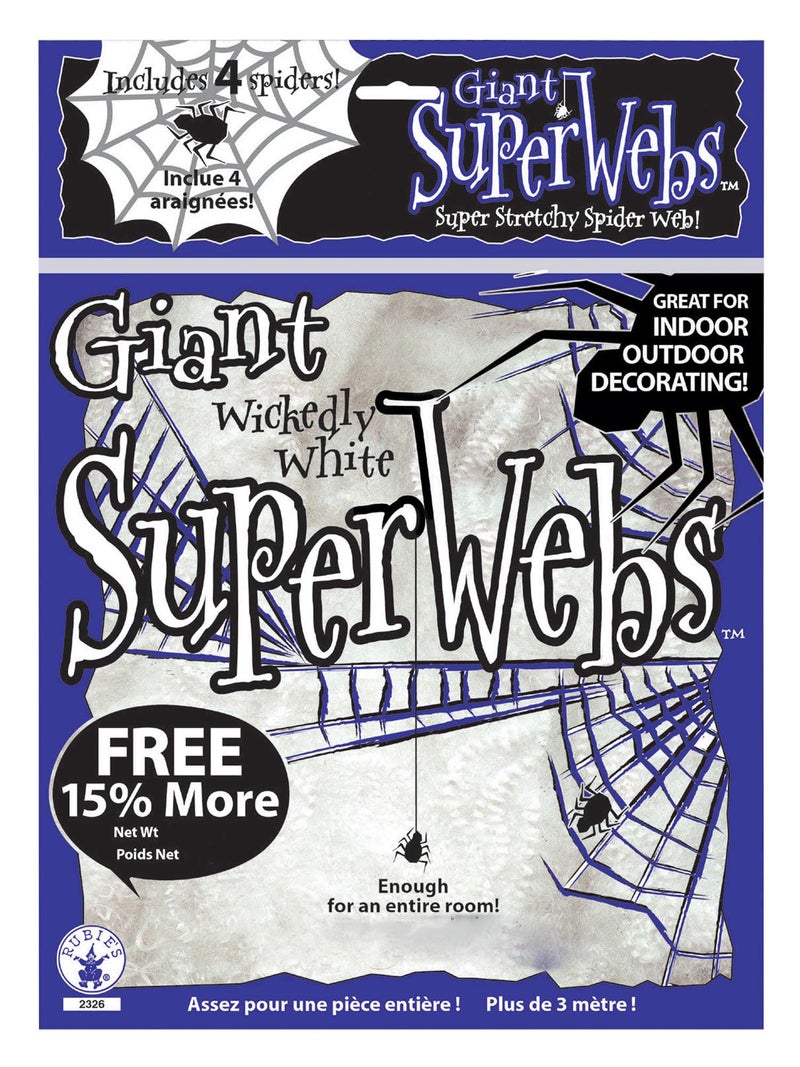 Rubies Large White Spider Web with Spiders - Image 2