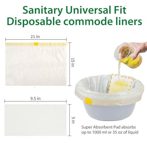 ININCARE Commode Liners with Absorbent Pads for Bedside Commode, 100 Lemon Scented Bedside Commode Liners and 100 Commode Pads, Commode Toilet ＆ Camping Toilet Bags - Image 3