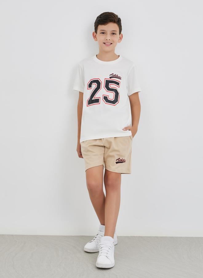 Styli Slogan Print Round Neck T-Shirt and Shorts Set - Image 1