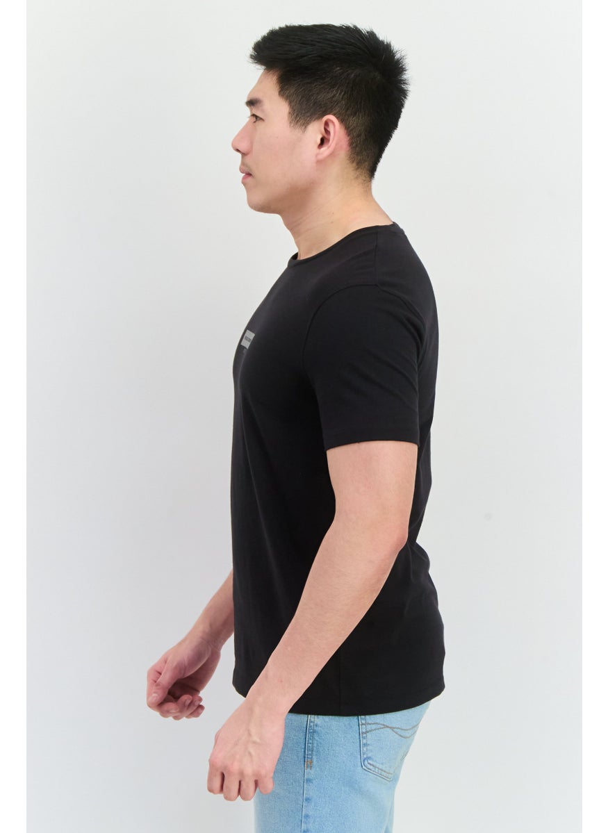 French Connection Men Crew Neck Short Sleeves Brand Logo T-Shirt, Black  - Image 2