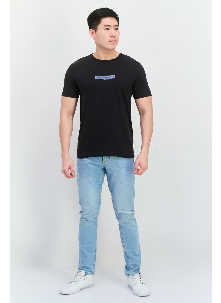 French Connection Men Crew Neck Short Sleeves Brand Logo T-Shirt, Black  - Image 4