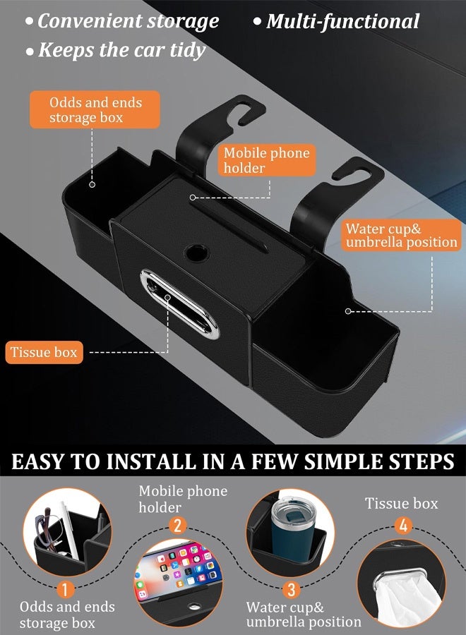 Car Organizers A leather car seat back storage bag with foldable table support, and a multi-pocket hanging storage bag for car seat backs - Image 2