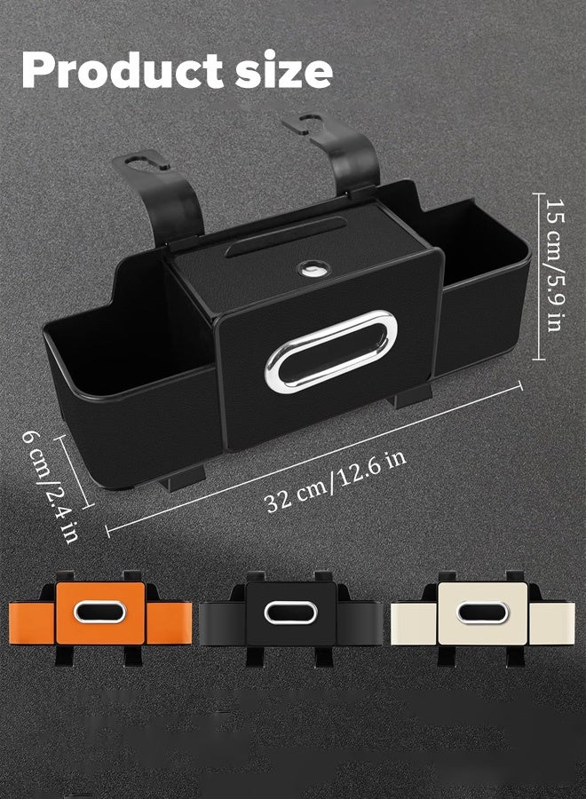 Car Organizers A leather car seat back storage bag with foldable table support, and a multi-pocket hanging storage bag for car seat backs - Image 3