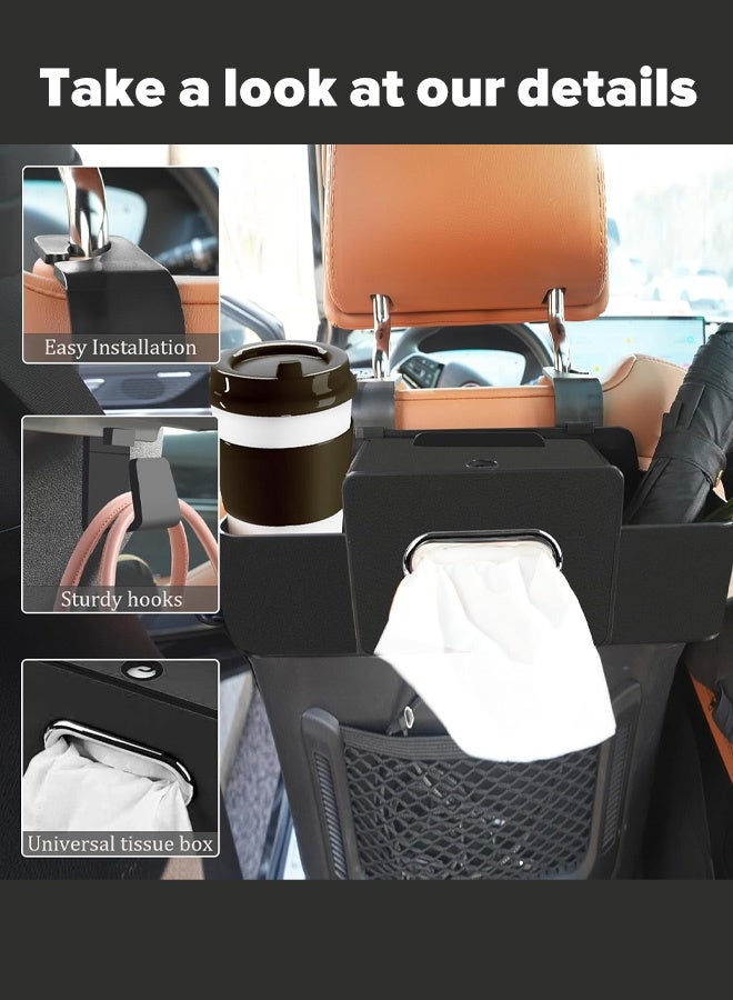 Car Organizers A leather car seat back storage bag with foldable table support, and a multi-pocket hanging storage bag for car seat backs - Image 5