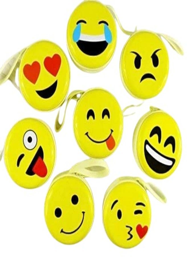 Trade Globe Smiley Printed Multipurpose Coin Tin Case - | Set of 12 | Earphone Pouch as Bulk Buy Birthday Party Return Gifts for Kids of All Age Group - Image 1