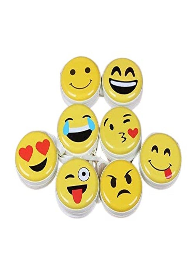 Trade Globe Smiley Printed Multipurpose Coin Tin Case - | Set of 12 | Earphone Pouch as Bulk Buy Birthday Party Return Gifts for Kids of All Age Group - Image 2