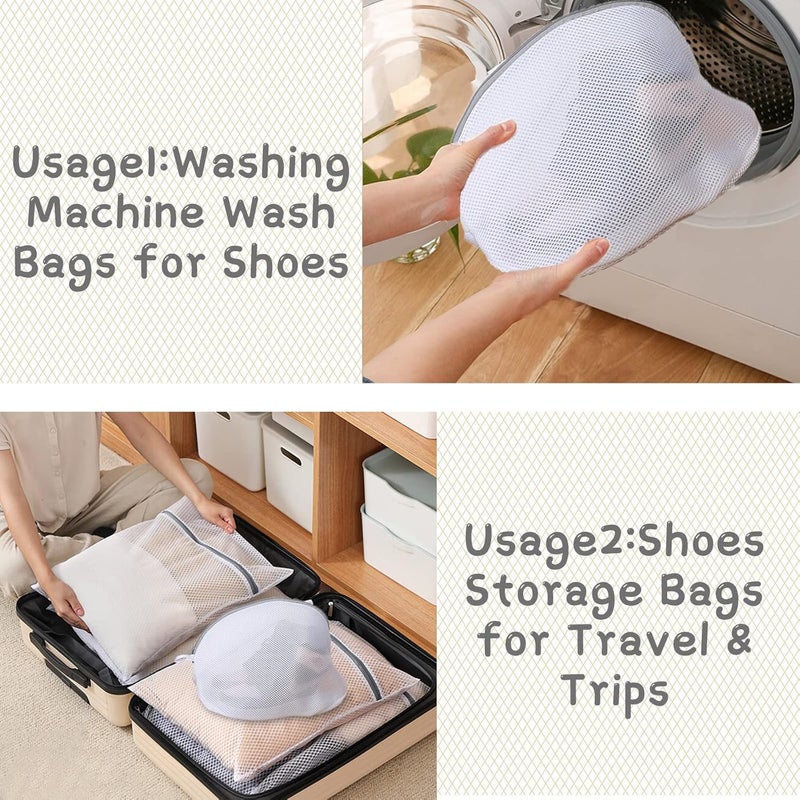 SKOFRI SKOFRI Shoe Washing Machine Bag Durable Mesh Shoes Laundry Bag Trainers Washing Machine Bag with Zip 25 45 CM Shoe Stretcher Shoes Wash Bags for Gym Shoes Sneakers Socks - Image 3