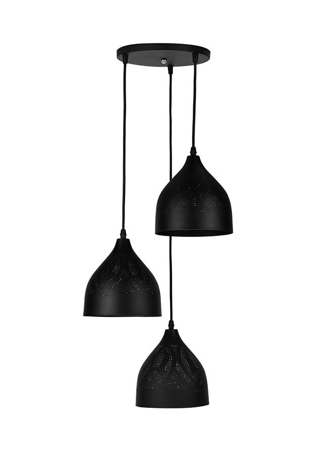 El Rawda Lighting Naomi Perforated Triple Ceiling Lamp | modern decorative LED E27 pendant light ceiling lamp hanging | suitable for any room | Color: Black | Size: 70x35 cm - Image 1