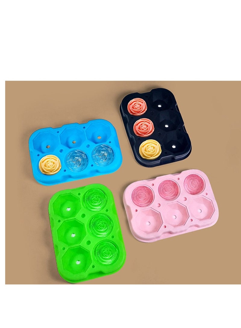 general 2PCS Ice Cube Tray, 2 inch Rose Ice Cube Trays With Covers, 3 Cavity Silicone Rose Ice Tray & 3 Diamond Ice Ball Maker, Easy Release Large Ice Cube Form for Chilled Juice, Whiskey Juice Black - Image 5