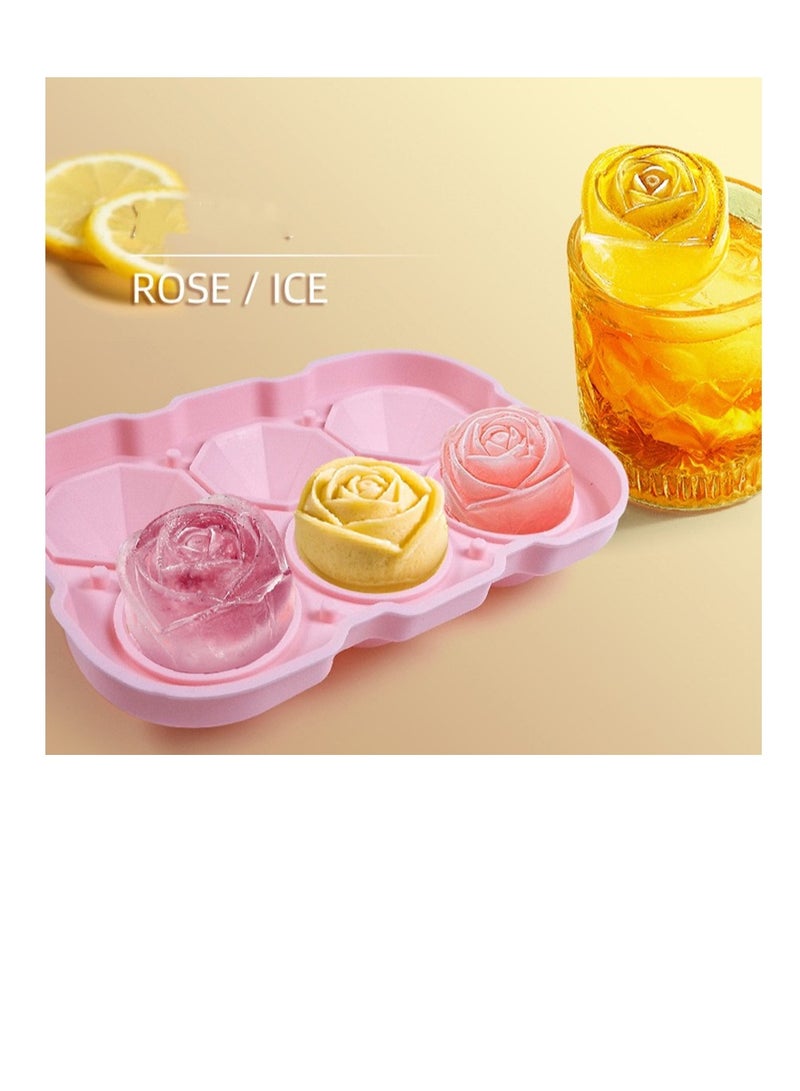 general 2PCS Ice Cube Tray, 2 inch Rose Ice Cube Trays With Covers, 3 Cavity Silicone Rose Ice Tray & 3 Diamond Ice Ball Maker, Easy Release Large Ice Cube Form for Chilled Juice, Whiskey Juice Black - Image 2