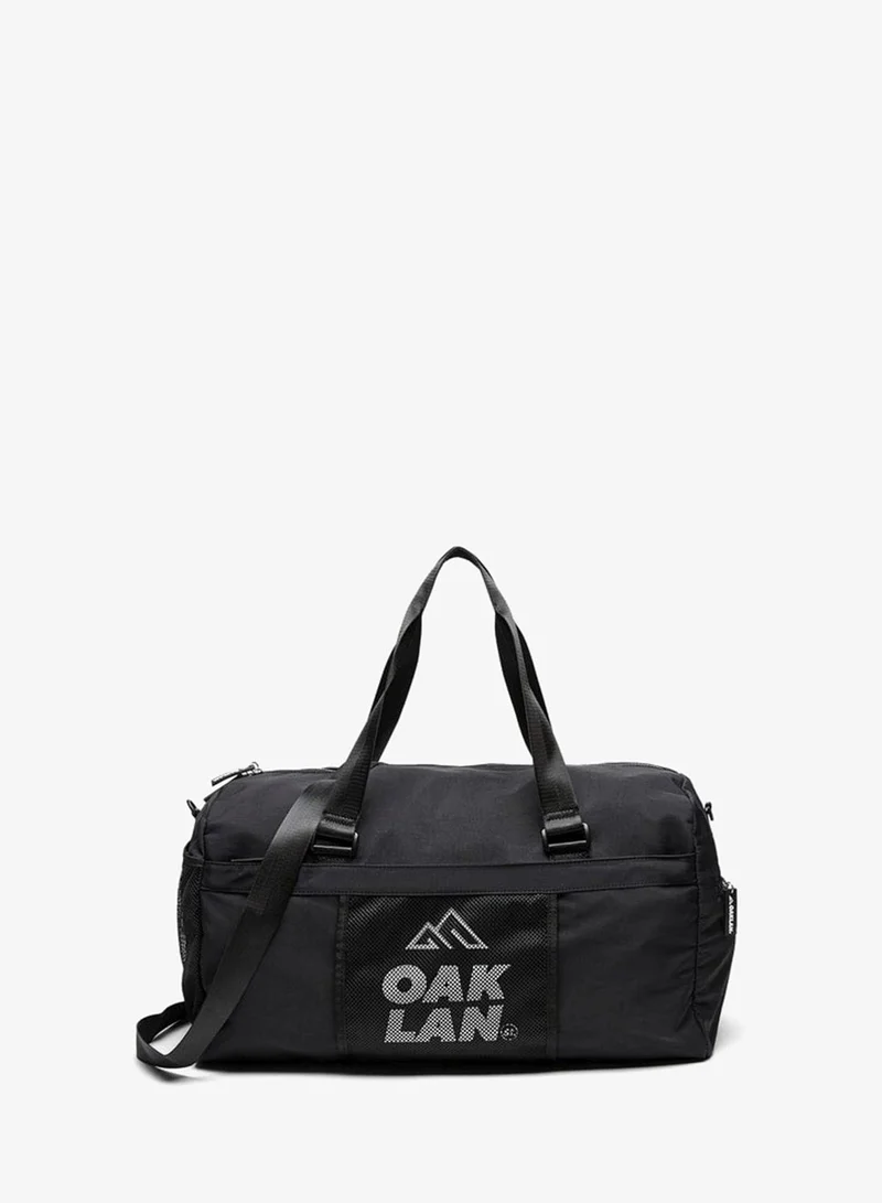 Logo Print School Duffel Bag With Adjustable Strap And Zip Closure