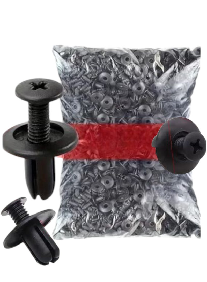 Generic A Bag Of 100 Pieces Of Black Color 8MM Plastic Rivet Clips Locking Screws Suitable For All Toyota Ford Kia And Nissan Cars Useful For Fastening And Securing Shocks Fastening The Outer Lining Of Car Tires Fixing The Heat Insulating Brush On The Car Hood Repairing The Car Body Fixing The Interior And Exterior Door Decorations And Fixing The Carpet Brush In The Car Trunk  - Image 1
