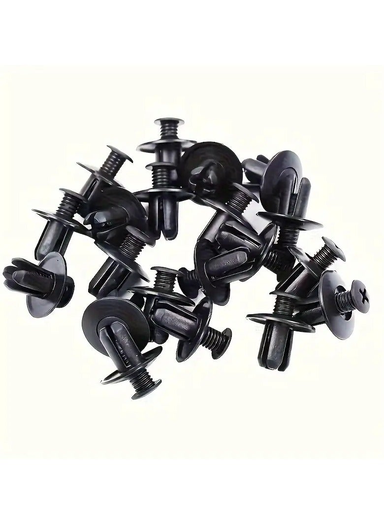 Generic A Bag Of 100 Pieces Of Black Color 8MM Plastic Rivet Clips Locking Screws Suitable For All Toyota Ford Kia And Nissan Cars Useful For Fastening And Securing Shocks Fastening The Outer Lining Of Car Tires Fixing The Heat Insulating Brush On The Car Hood Repairing The Car Body Fixing The Interior And Exterior Door Decorations And Fixing The Carpet Brush In The Car Trunk  - Image 3