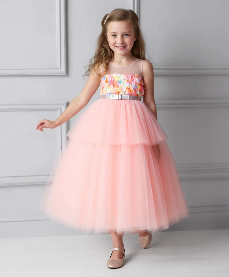 Mark & Mia Mark & Mia Bow and Rose Detailed Party Dress - Baby Pink