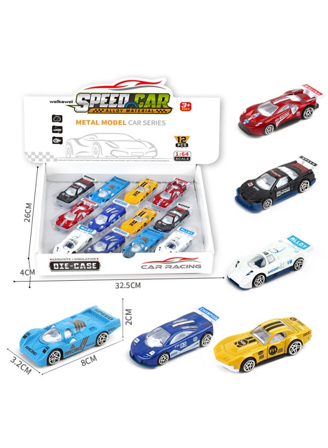 Children's Toy Car Alloy Sliding Racing Car Simulation Car Model Engineering Car Police Car Fire Fighting Suit-Color:12 Only Big Racing Car 126-7 - Image 1